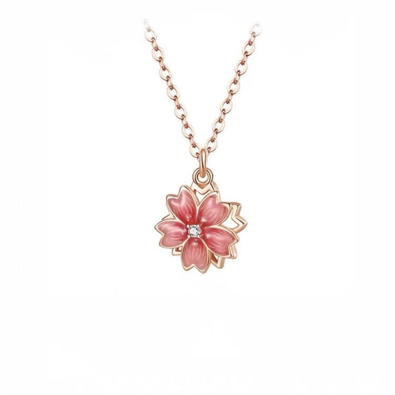 Leander's 925 sterling silver peach blossom pendant necklace, a rotating necklace, is luxurious yet stylish, perfectly complementing any outfit and perfect for everyday wear.