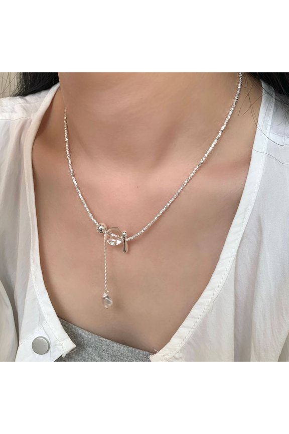's 925 sterling silver white crystal necklace and teardrop tassel clavicle necklace are both luxurious and stylish, perfectly complementing any outfit and perfect for everyday wear.