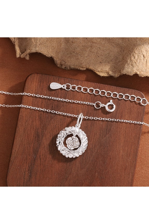 's 999 sterling silver filigree rose hoop necklace and elegant rose clavicle chain are high-end luxury, stylish and versatile, perfect for any outfit and even for everyday wear.
