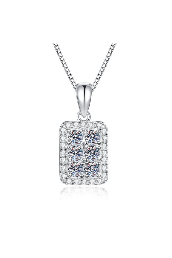 's original 925 sterling silver full diamond sugar cube pendant necklace features a chain set with 0.56 carats of lab-grown diamonds. This simple sugar cube clavicle necklace makes a perfect g