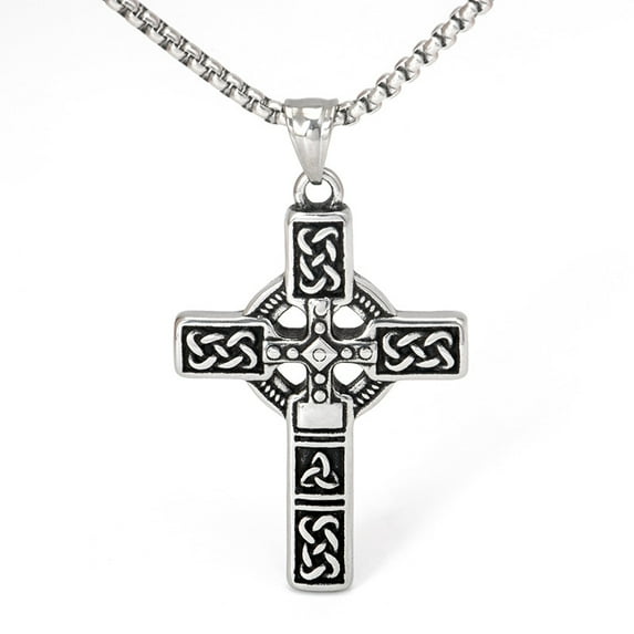 Leander stainless steel hip-hop punk street style fashion cross pendant titanium necklace for men and women.