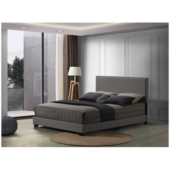 Leandros Light Gray Fabric Queen Bed