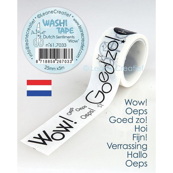 Leane Creatief Washi Tape Dutch Sentiments 1 �Wow�, 25mm X 5m