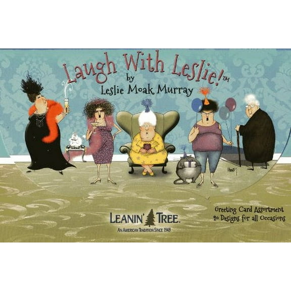 Leanin' Tree Laugh With Leslie - Made In USA - 20 Assorted Cards with Envelopes All Occasion, Bulk Birthday Cards for Women, Birthday Cards Funny Enough to Make You Laugh Out Loud