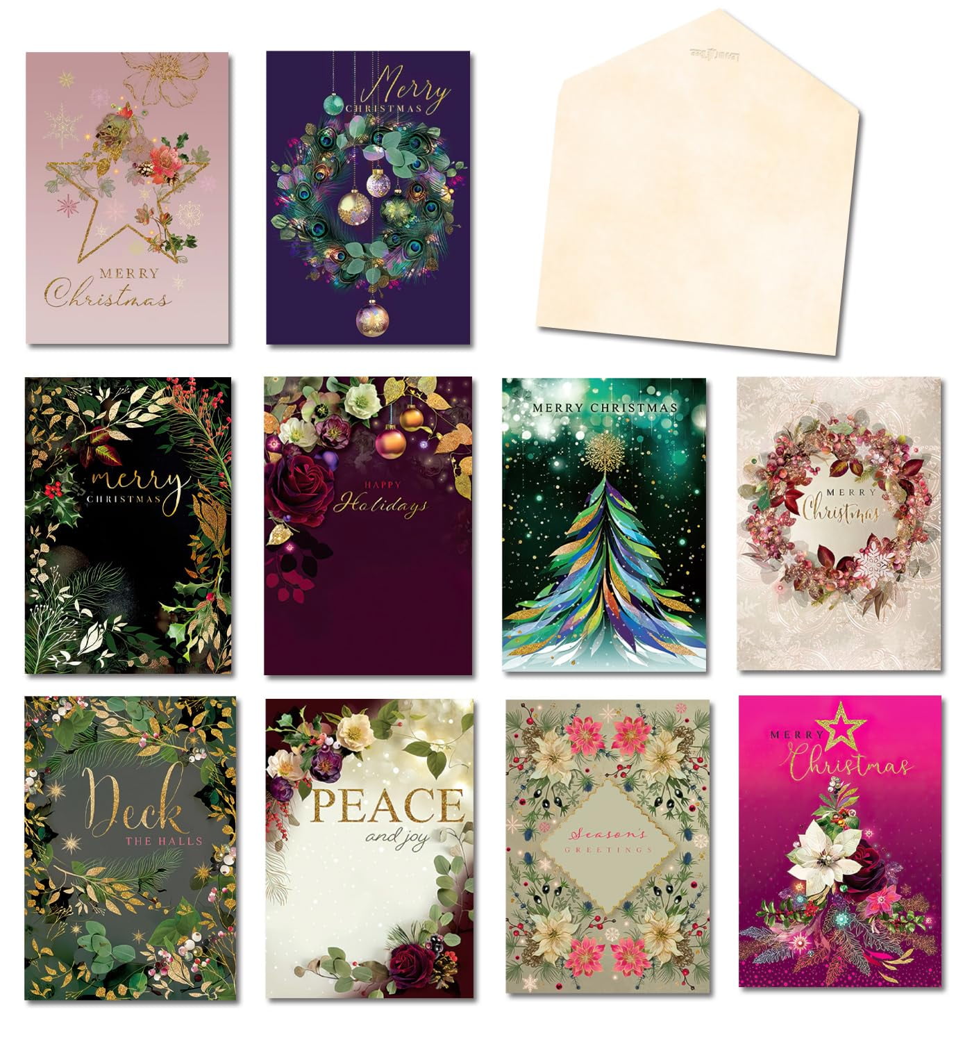 Leanin' Tree, A Holiday Formal Affaire by Lara Skinner, Christmas Card Assortment with foil, Christmas Cards Boxed with Envelopes, (20 Cards, 22 Envelopes)