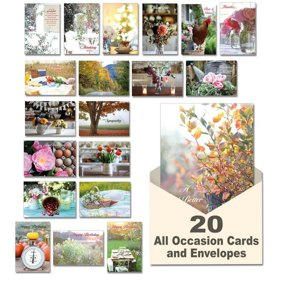 Leanin' Tree, Through the Seasons, Greeting Cards Assortment Box All Occasion with Inside Message, Assorted Cards, Box of Cards (20 Cards, 22 Envelopes)