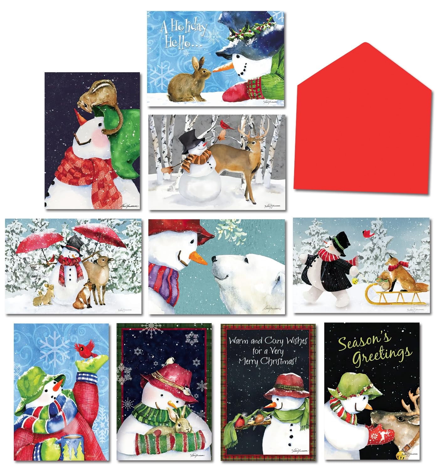 Leanin' Tree, Snowmen and Friends, Boxed Christmas Cards, Assorted