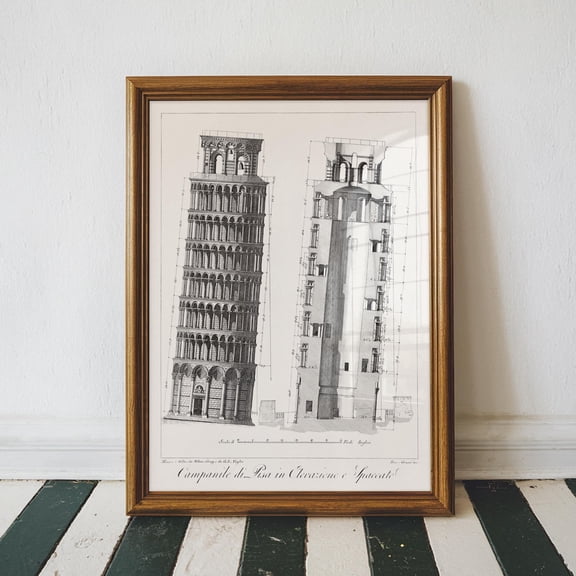 Leaning Tower Of Pisa Architect Poster, Italian Inspired Wall Art, Wall Art, Unframed Canvas Size 8x12