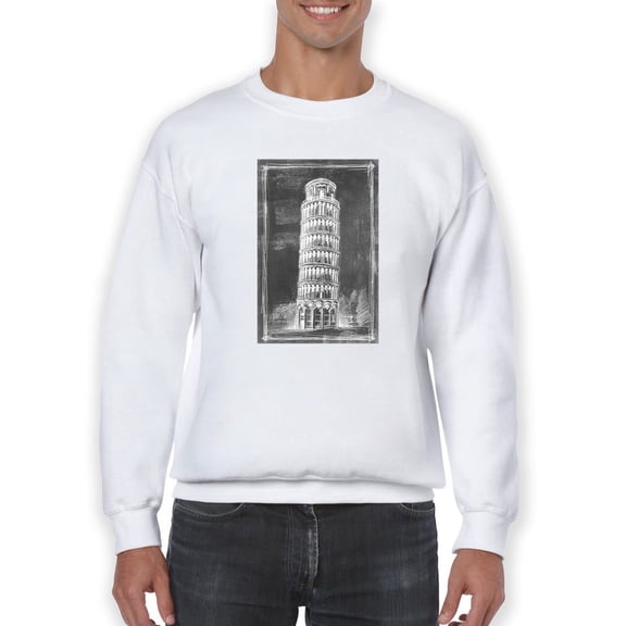 Leaning Tower Of Pisa Sketch Sweatshirt Men -Ethan Harper Designs, Male 4X-Large