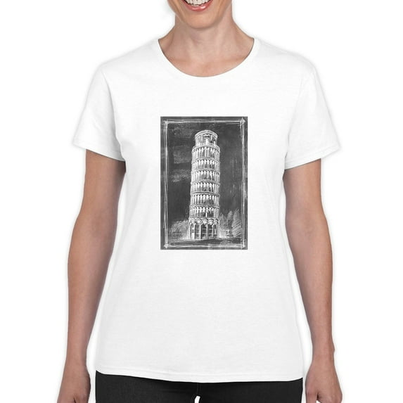 Leaning Tower Of Pisa Sketch T-Shirt Women -Ethan Harper Designs, Female x-Large
