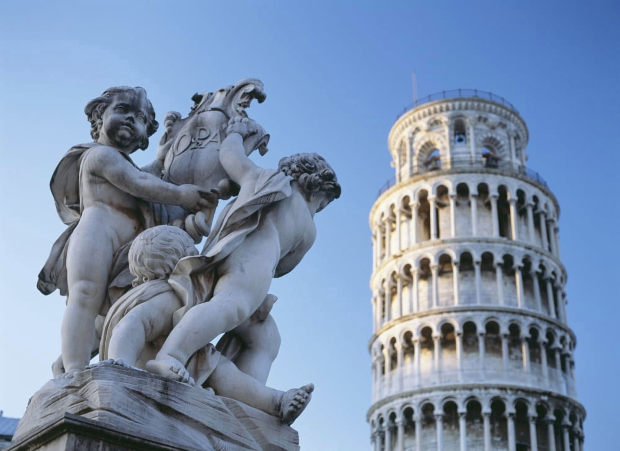 Leaning Tower Of Pisa With Statue Canvas Art - Ian Cumming Design Pics (16 x 12)