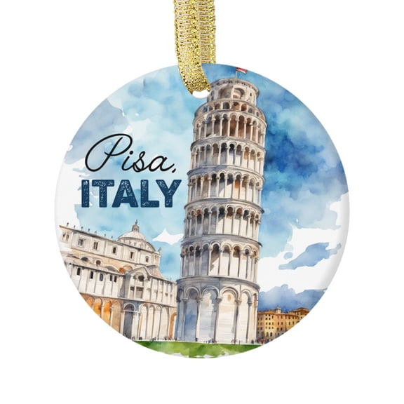 The Leaning Tower of Pisa Italy Italian Travel Souvenir Keepsake Unique Gift Design Novelty Glossy Ceramic Christmas Ornament Xmas Holiday Tree Gift Decor