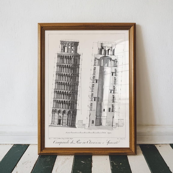 Leaning Tower of Pisa Architect Italian Inspired Art, Unframed Poster