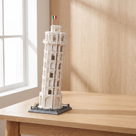 Leaning Tower of Pisa Building Block Set, 1334Pcs Italian Landmark Architecture Model, 19.3 Inch Tall Desktop Display Kit