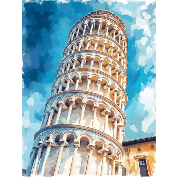 Leaning Tower of Pisa Canvas Painting， Suitable for Living Room，Office， Hotel， and Gallery Wall Decor