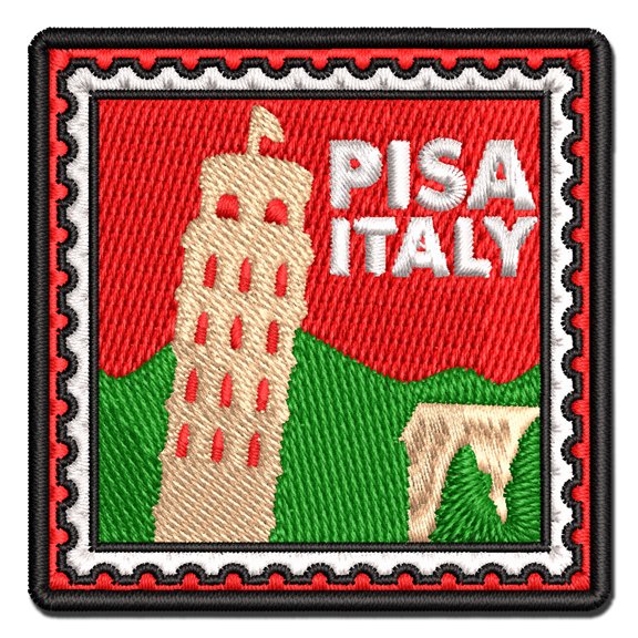 Leaning Tower of Pisa Italy Destination Travel Applique Multi-Color Embroidered Hook & Loop Patch - 3 Inch Medium