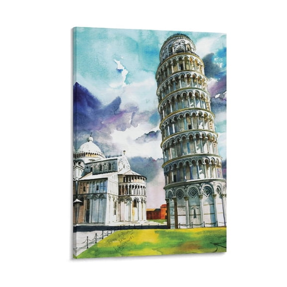 Leaning Tower of Pisa Italy Print Photo Art Painting Canvas Poster Home Decorative Bedroom Modern Decor Posters Gifts 08x12inch(20x30cm)