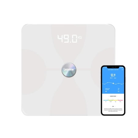 Leaone Bluetooth Body Fat Scale Usb Rechargeable Smart Digital Bathroom Weight Scale Body Composition Analyzer With Ios & Android App for Body Weight, Fat, Water, Bmi, Bmr & Muscle Mass,(White)