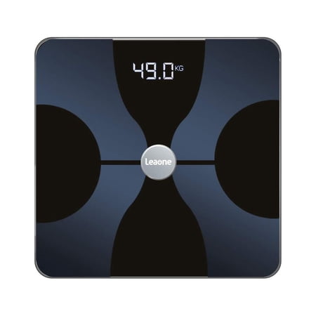 Leaone Bluetooth Body Fat Scale Usb Rechargeable Smart Digital Bathroom Weight Scale Body Composition Analyzer With Ios & Android App for Body Weight, Fat, Water, Bmi, Bmr & Muscle Mass, (Black)