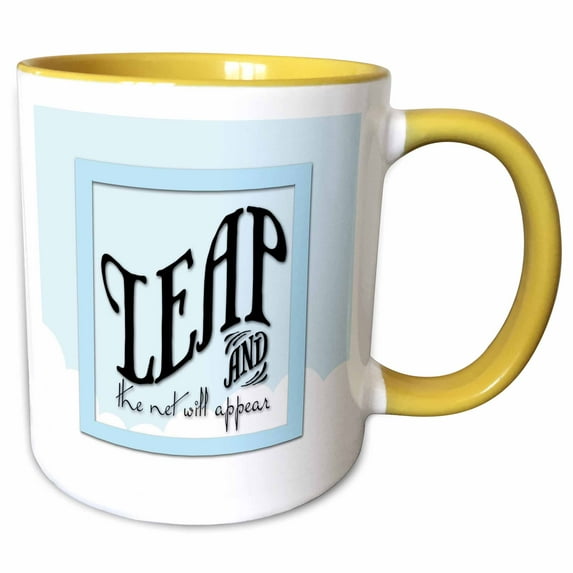 3drose, Leap of Faith, 11oz Two-tone Yellow Mug