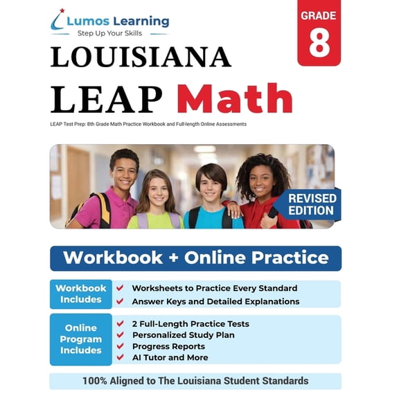Leap by Lumos Learning LEAP Test Prep: 8th Grade Math Practice Workbook and Full-length Online Assessments: LEAP Study Guide, Book 10, (Paperback)