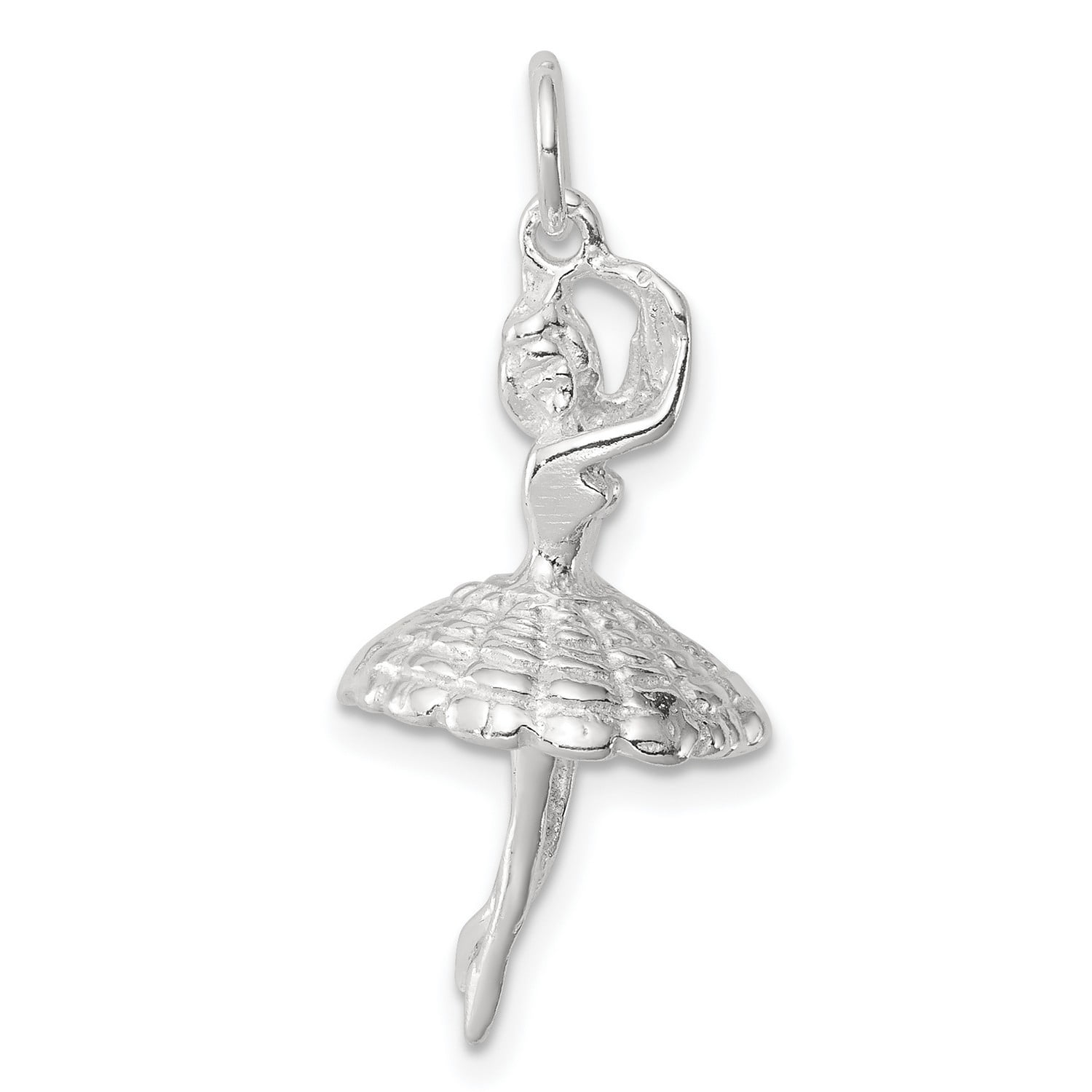 JEWELRY STORES NETWORK Leaping Ballerina Charm In 925 Sterling Silver 27 mm x 13 mm