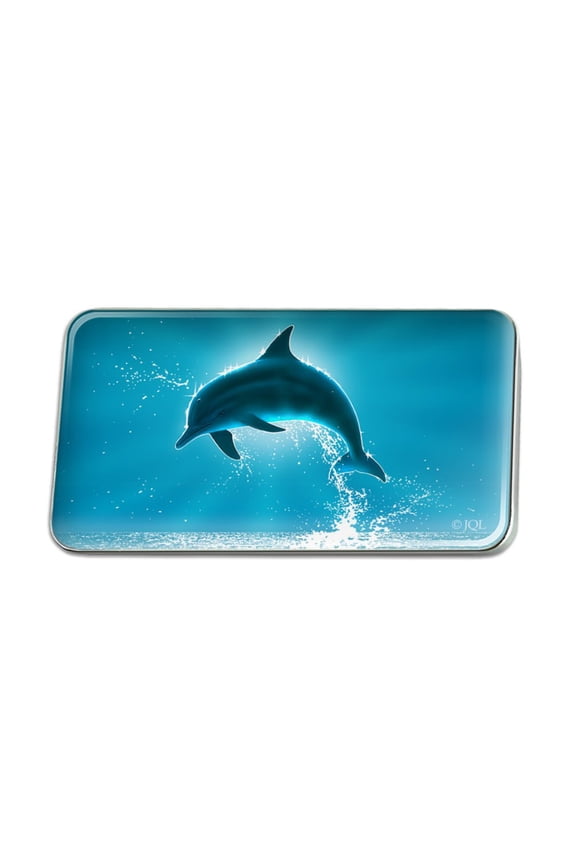 Leaping Dolphin Ocean Light Metal Rectangle Lapel Hat Pin Tie Tack Pinback