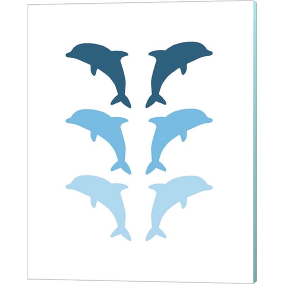 Leaping Dolphins - Blue by Color Me Happy, Canvas Wall Art, 16W x 20H
