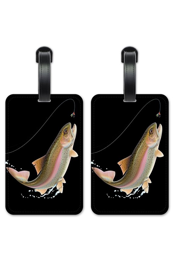 Leaping Fish (black) - Luggage ID Tags / Suitcase Identification Cards - Set of 2