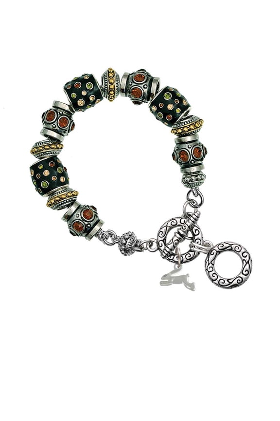 Leaping Rabbit Fall Crystal Bead Charm Bracelet