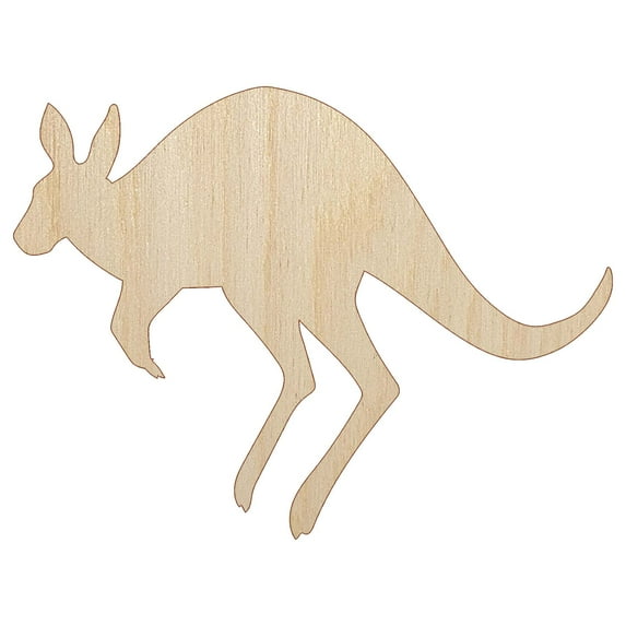 Leaping Red Kangaroo Silhouette Australian Marsupial Wood Shape Unfinished Piece Cutout Craft DIY Projects - 6.25 Inch Size - 1/8 Inch Thick