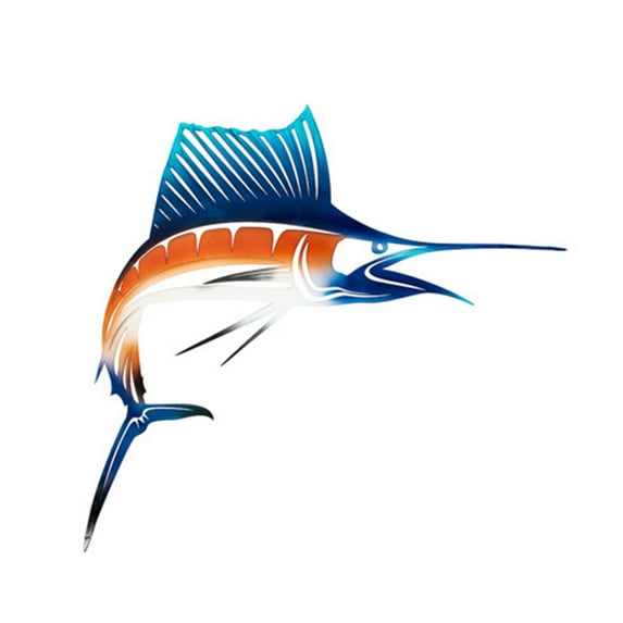 Leaping Sailfish Cut-Out Wall Art Décor Decorative Blue and Orange Metal / Nautical Themed Decoration for your Home or Boat / Unique Gift Idea for Fisherman and Sailors