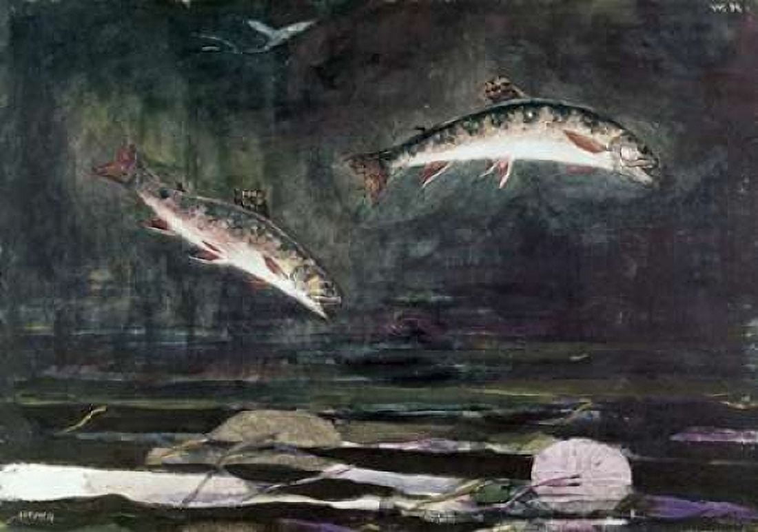 Leaping Trout Canvas Art - Winslow Homer (20 x 28)