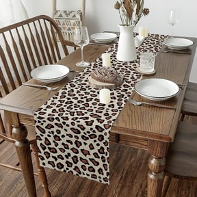 Leapord Table Runner 13" x 48" Leopard Print Home Decor for Living Room Dresser Scarfs Dresser Runners Cheetah Print Seasonal Morden Table Decoration for Kitchen Dinning Pale Brown