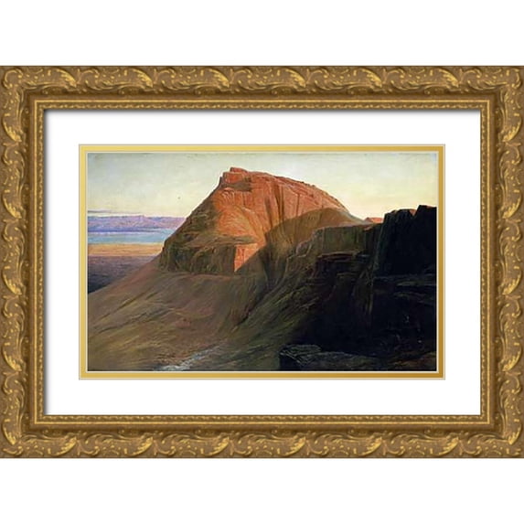 Lear, Edward 24x17 Gold Ornate Wood Framed with Double Matting Museum Art Print Titled - Masada On The Dead Sea