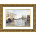 thumbnail image 1 of Lear, Edward 32x23 Gold Ornate Wood Framed with Double Matting Museum Art Print Titled - The Grand Canal, With Santa Maria Della Salute, Venice, Italy, 1 of 4