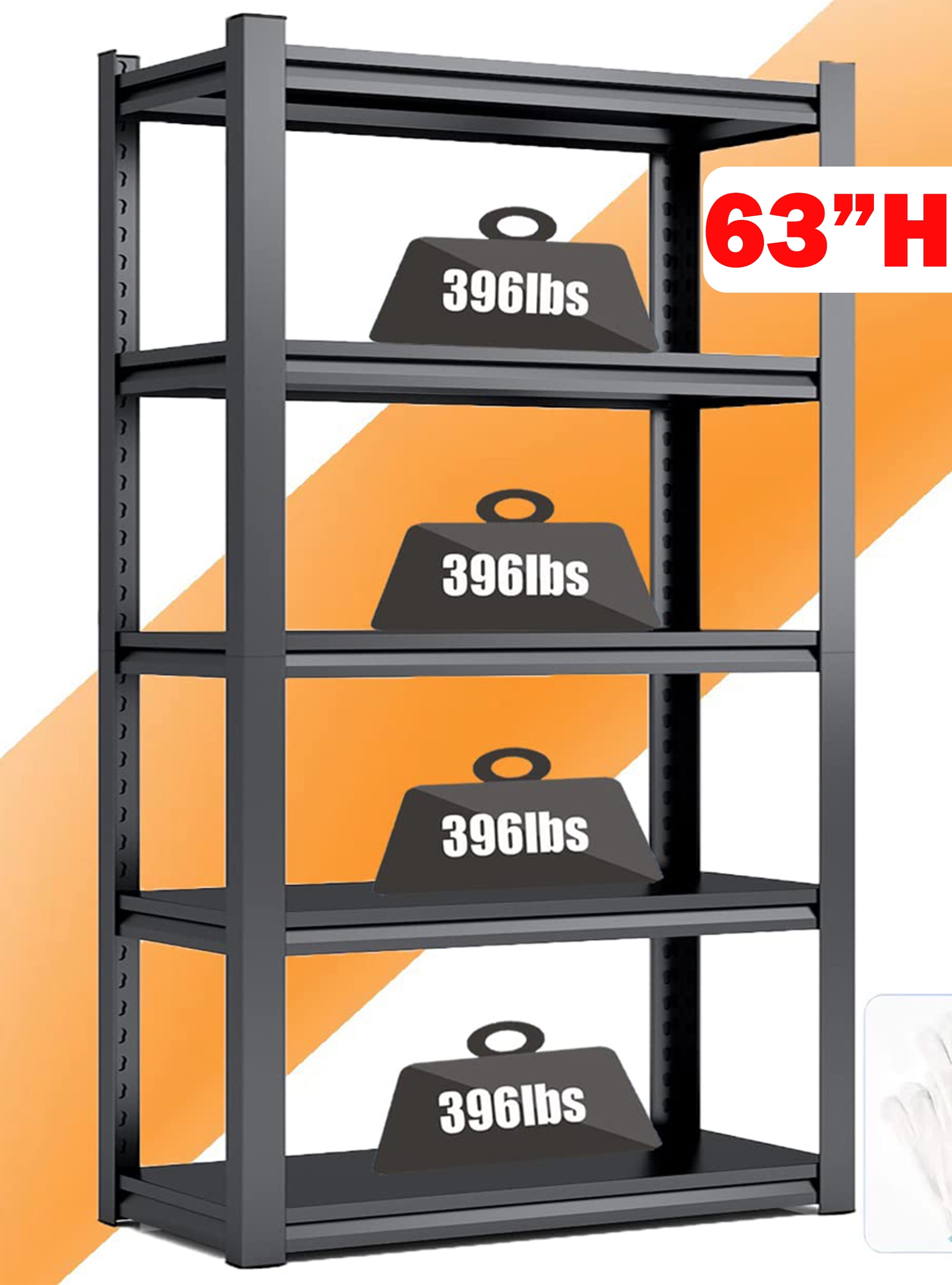 COOKCOK 5-Tier Storage Shelving Unit, Heavy Duty Metal Shelf  27.9x13.4x62.5, Foldable Storage Shelf with Wheels, Garage Shelf, Metal  Storage Rack