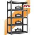 Leariso 63"H Heavy Duty Steel Utility 5 Tier Adjustable Metal Shelving Unit, Garage Storage