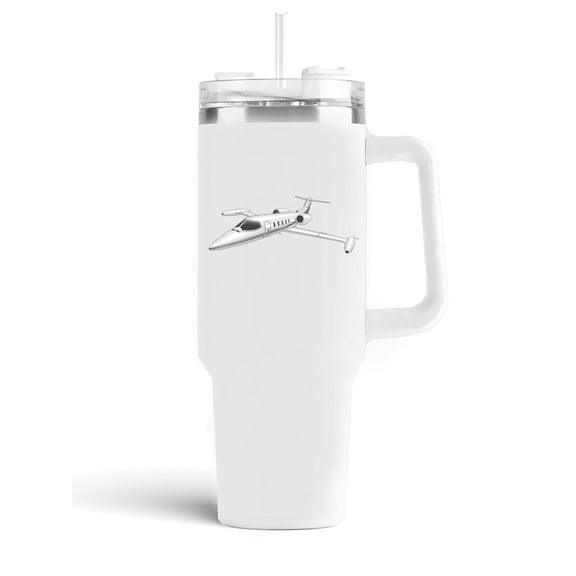 Aeromugs 40 oz Stainless Steel Insulated Travel Tumbler with Straw & Handle Leakproof Lid | Learjet 35A