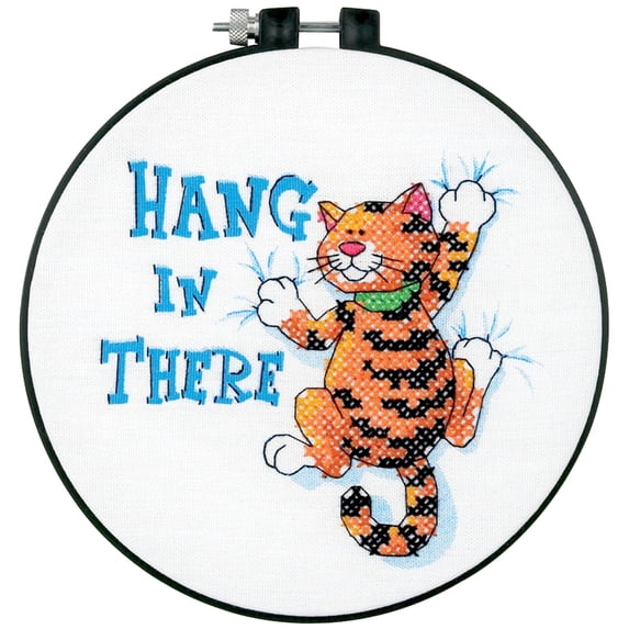 Learn-A-Craft Hang In There Stamped Cross Stitch Kit-6"" Round