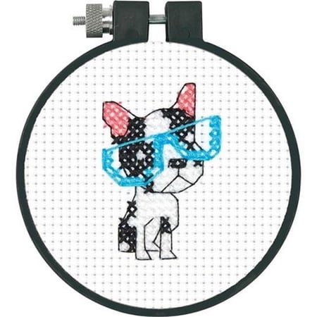 Learn-A-Craft Smart Dog Counted Cross Stitch Kit-3" Round 11 Count