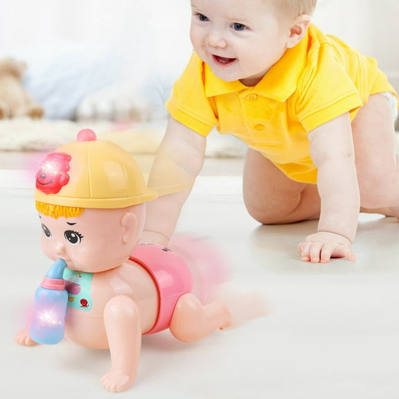 Crawling Baby Doll Toy, Interactive Learning Puppy, Light & Music Functions, Early Education Infant Toy, Pretend Play Set, Develops Motor Skills, Gift for Toddlers Boys Girls Age 0-1 Year