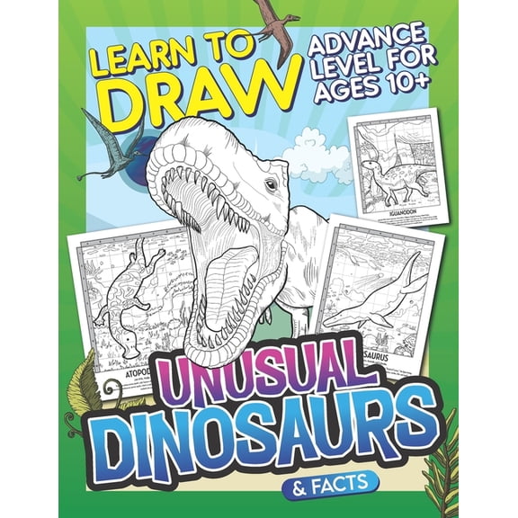 Learn to Draw Learn To Draw Unusual Dinosaurs & Facts: Advance Level For Ages 10+: Drawing Grid Activity Book with Fun and Challenging, (Paperback)