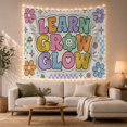 thumbnail image 1 of Learn Grow Glow Text on Off-White Background with Retro Daisies, Whimsical Retro for Teachers, Inspirational Flower Art, Back to School Gift, Tapestry Wall Hanging for Classroom and Dorm, 1 of 7