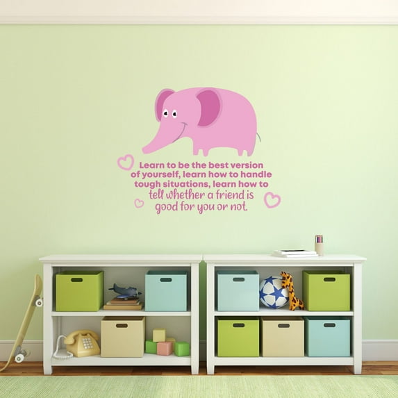 Learn How Elephant Cute Life Quote Cartoon Quotes Decors Wall Sticker Art Design Decal for Girls Boys Kids Room Bedroom Nursery Kindergarten Home Decor Stickers Wall Art Vinyl Decoration (27x30 inch)
