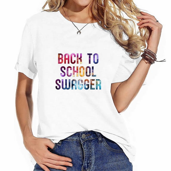 Learn Lead Succeed Back to School Gifts Stylish Women's Short Sleeve Top with Creative Design