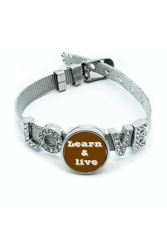 Learn Life Unified Coordinate Bracelet Wristband Crystal Love Adjustable Bangle