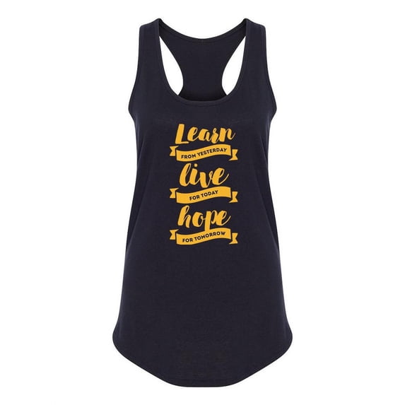 Learn, Live And Hope Quote Racerback Tank Women -Image by Shutterstock, Female x-Large
