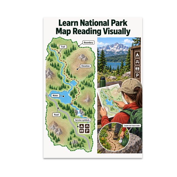 Learn National Park Map Reading - Geography Teacher - 13x19 Poster Print