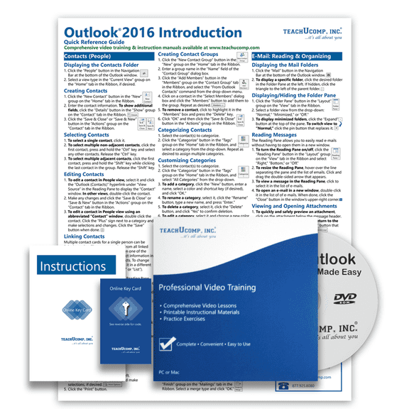 Learn Outlook 2016 Deluxe Training Tutorial- Video Lessons, PDF Instruction Manual, Quick Reference Software Guide for Windows by TeachUcomp, Inc.